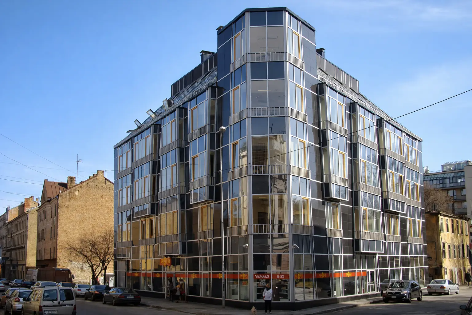 Office building with a glass facade